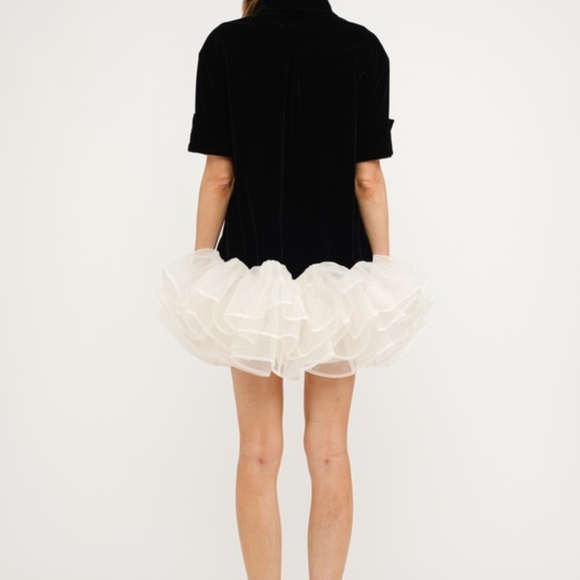 Velvet Mini Dress with Ruffles - Picture 4 of 8